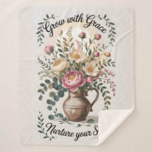 Vase mit Florals wachsen mit Grace Zitat