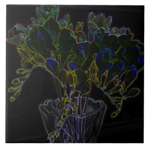Vase mit Freesien Fliese