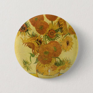 Vase mit fünfzehn Sonnenblumen durch Van Gogh Button