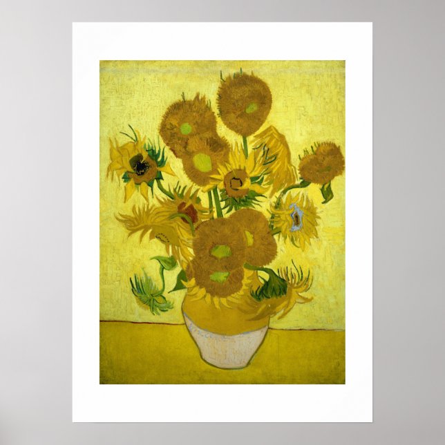 Vase mit fünfzehn Sonnenblumen von Van Gogh Poster (Vorne)