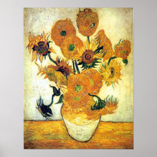 Vase mit fünfzehn Sonnenblumen von Vincent van Go Poster