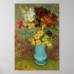 Vase mit Gänseblümchen-u. Anemonen-Van- Poster