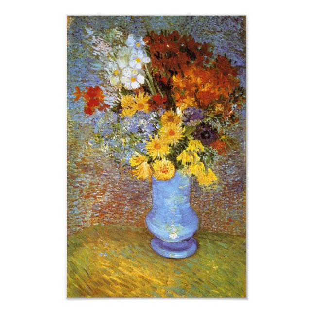 Vase mit Gänsen und Anemonen - Van Gogh Fotodruck (Vorne)