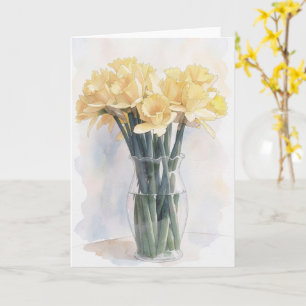 Vase mit gelben Narzissenblumen Floral Notizkarte Karte