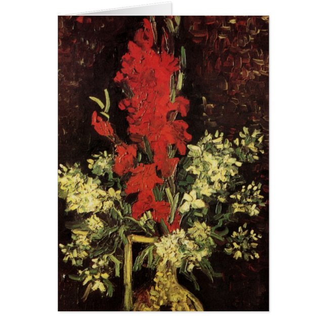 Vase mit Gladioli, Nelken von Vincent van Gogh (Vorne)