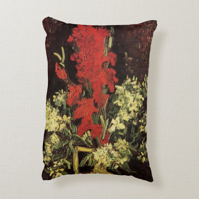 Vase mit Gladioli, Nelken von Vincent van Gogh Dekokissen (Rückseite(Vertikal))