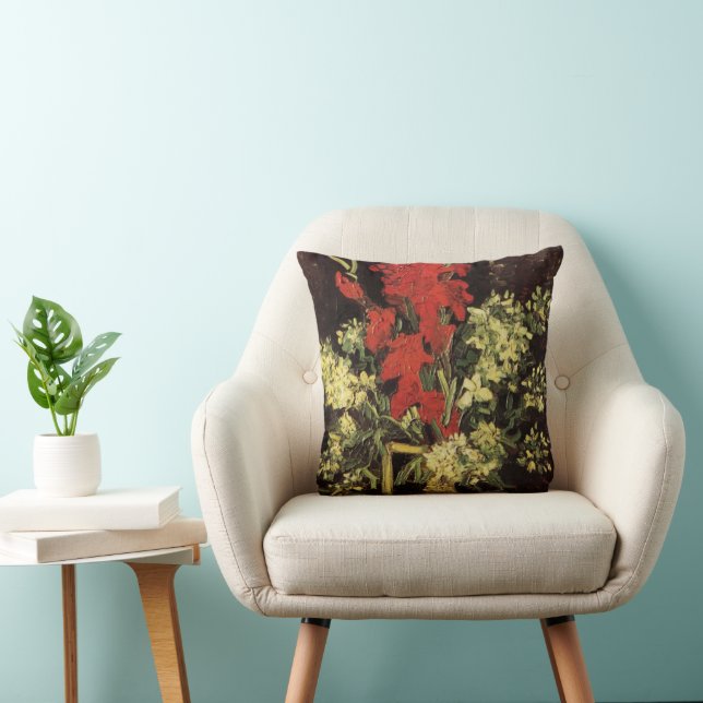 Vase mit Gladioli, Nelken von Vincent van Gogh Kissen (Stuhl )
