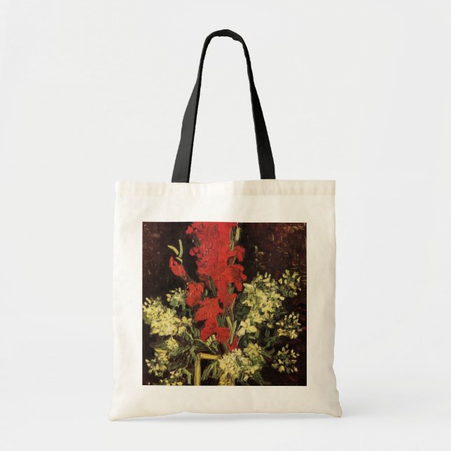Vase mit Gladioli, Nelken von Vincent van Gogh Tragetasche (Vorne)