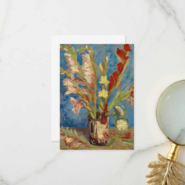 Vase mit Gladioli und chinesischen Astern von Gogh Dankeskarte (Vorderseite/Rückseite Beispiel)