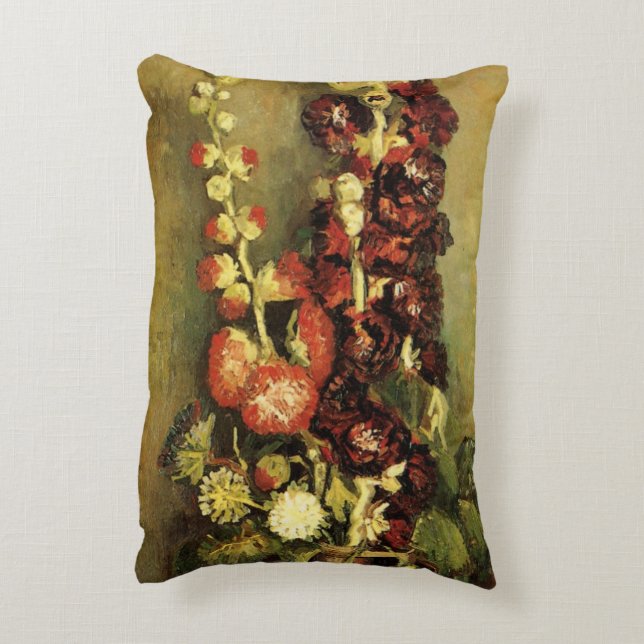 Vase mit Hollyhocks von Vincent van Gogh Dekokissen (Rückseite(Vertikal))