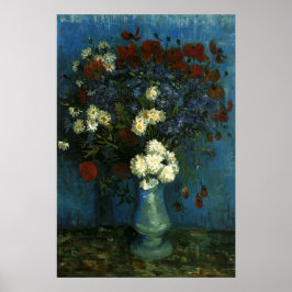 Vase mit Kornblumen und Mohn, van Gogh Poster
