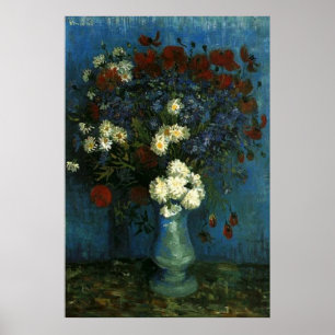 Vase mit Kornblumen und Mohn, van Gogh Poster