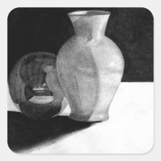 Vase mit Kugel Quadratischer Aufkleber