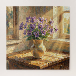 Vase mit lila Veilchen Impasto