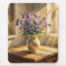 Vase mit lila Veilchen Impasto