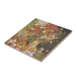 Vase mit Maisblumen und Pfefferkuchen, Bäuche und  Fliese