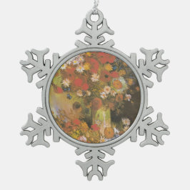 Vase mit Maisblumen und Pfefferkuchen, Bäuche und  Schneeflocken Zinn-Ornament
