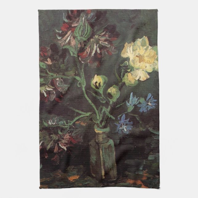 Vase mit Myosotis und Peontis von Vincent van Gogh Geschirrtuch (Vertikal)