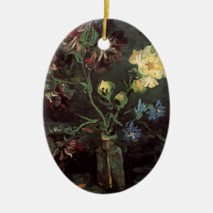 Vase mit Myosotis und Pfingstrosen von Vincent van Keramikornament