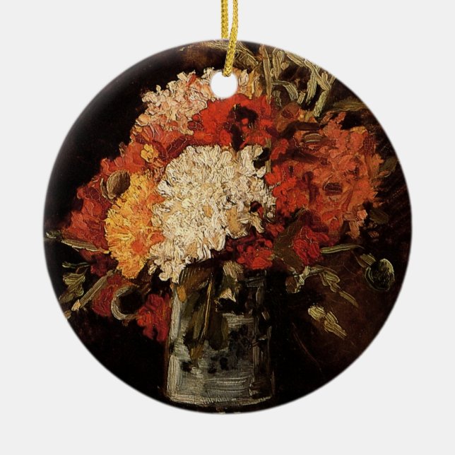 Vase mit Nelken von Vincent van Gogh Keramikornament (Vorne)