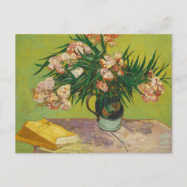Vase mit Oleanders & Books, Van Gogh Fine Art Postkarte (Vorderseite)