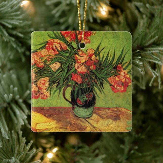 Vase mit Oleanders und Bücher von Vincent van Gogh Keramikornament (Baum)