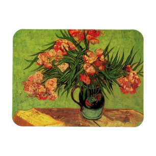 Vase mit Oleanders und Bücher von Vincent van Gogh Magnet