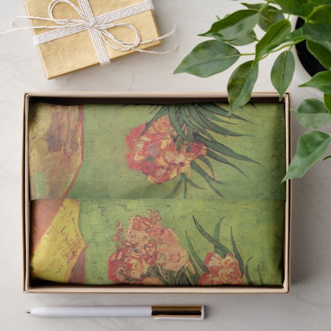 Vase mit Oleanders und Bücher von Vincent van Gogh Seidenpapier (Geschenk)