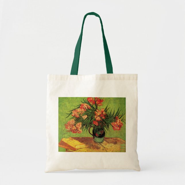 Vase mit Oleanders und Bücher von Vincent van Gogh Tragetasche (Vorne)