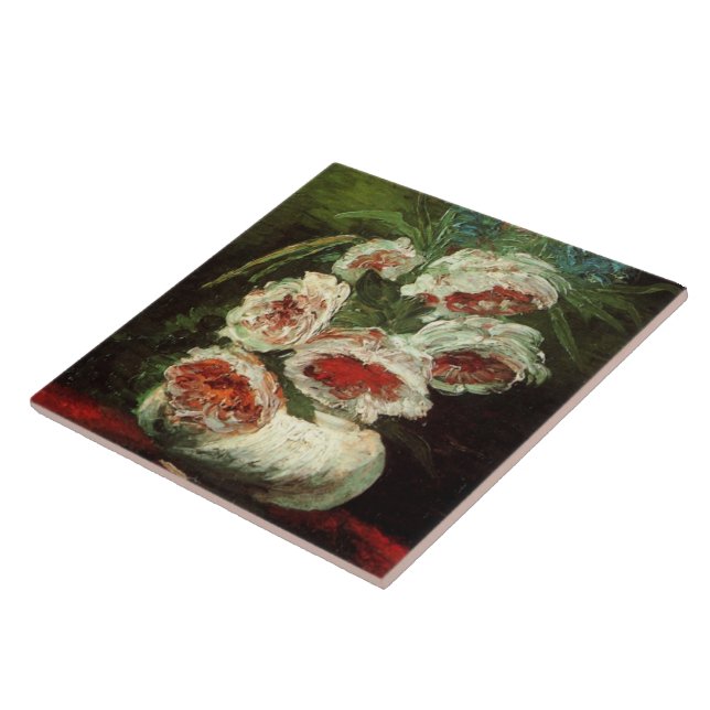 Vase mit Peonies Van Gogh Fine Art Fliese (Seite)