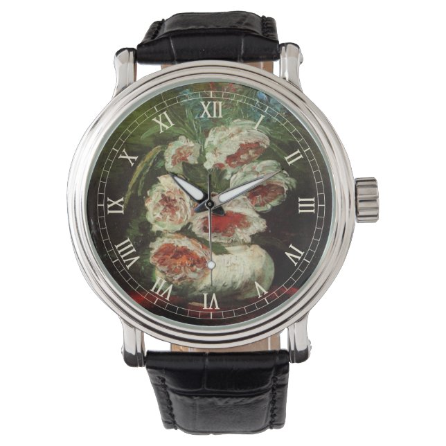 Vase mit Peonys von Vincent van Gogh Armbanduhr (Vorderseite)
