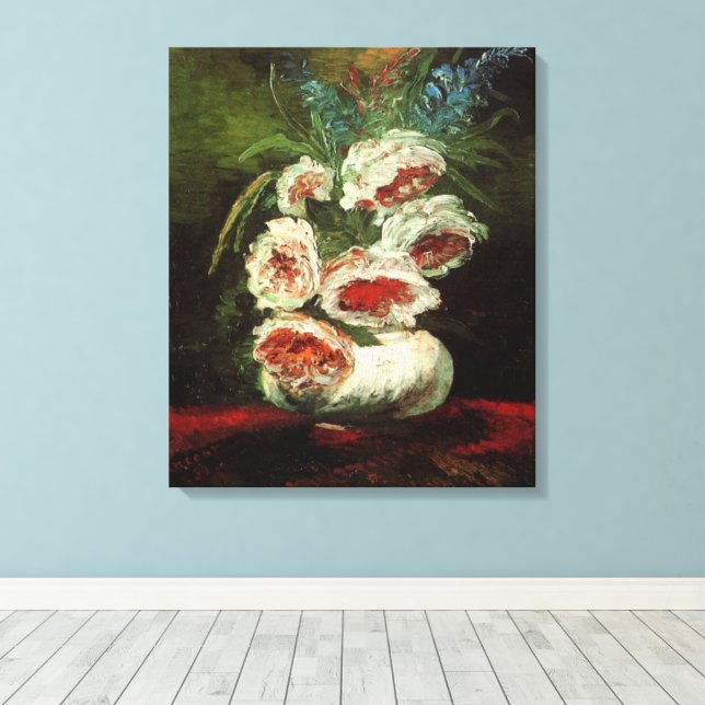 Vase mit Peonys von Vincent van Gogh Leinwanddruck (Insitu (Holzboden))