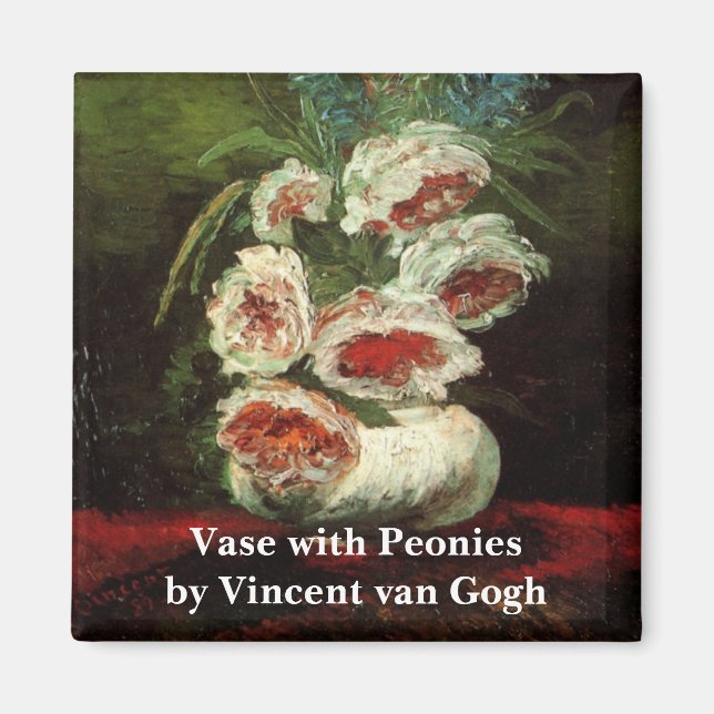 Vase mit Peonys von Vincent van Gogh Magnet (Vorne)