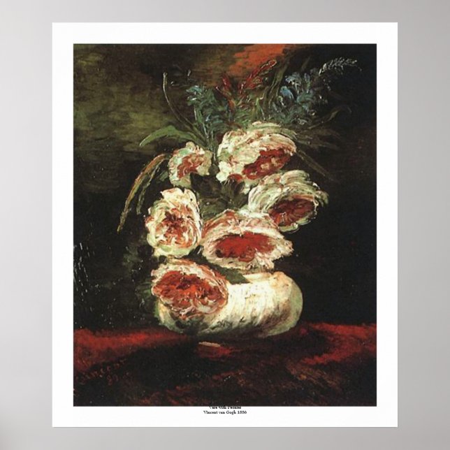 Vase mit Peonys von Vincent van Gogh Poster (Vorne)