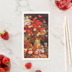 Vase mit Pflücken, Kornblumen, Peonies.. Papier G Serviette