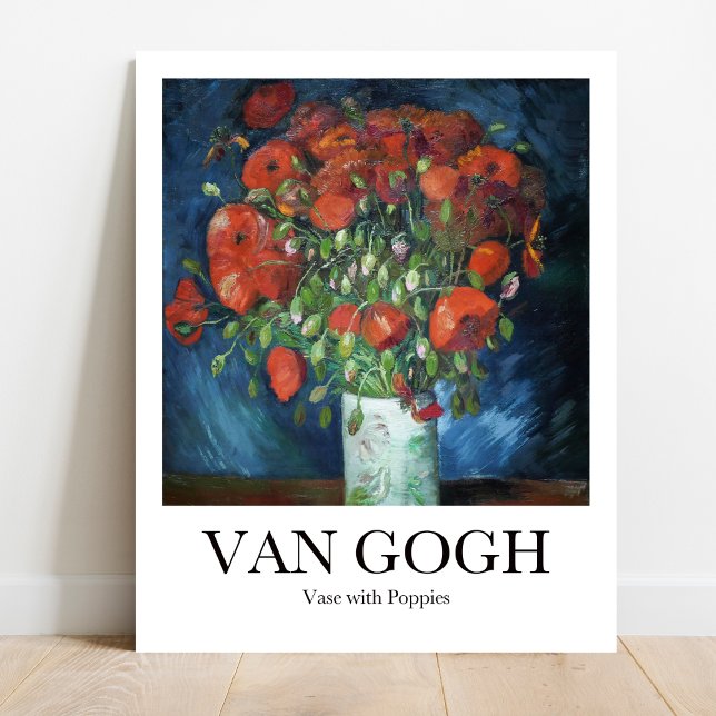 Vase mit Poppies von Vincent van Gogh Poster (Iconic Van Gogh: Vibrant red poppies in rustic vase. Bold brushstrokes, museum quality art print)