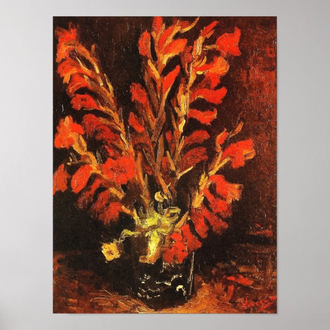 Vase mit Red Gladioli Van Gogh FIne Art Poster (Vorne)