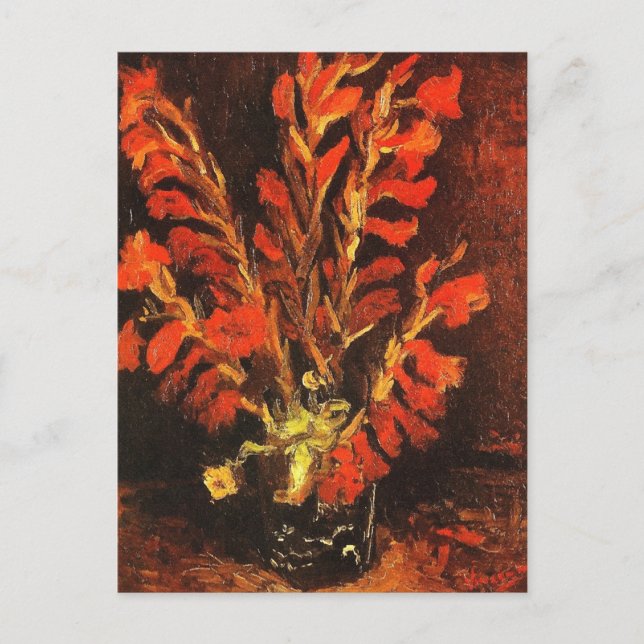 Vase mit Red Gladioli Van Gogh FIne Art Postkarte (Vorderseite)