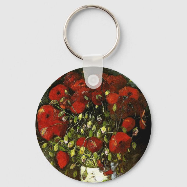 Vase mit Red Poppies Van Gogh Fine Art Schlüsselanhänger (Vorderseite)