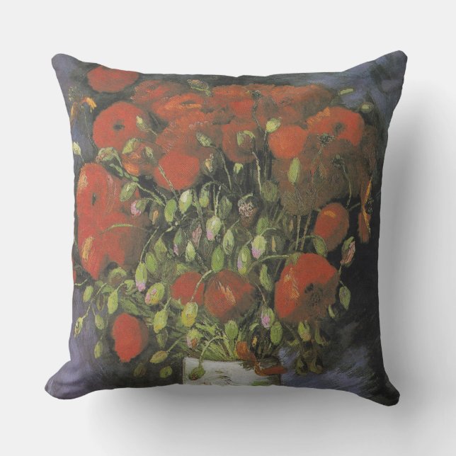 Vase mit Red Poppies Vincent van Gogh Kissen (Vorderseite)