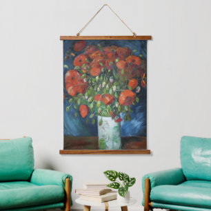 Vase mit Red Poppies Vincent van Gogh Wandteppich Mit Holzrahmen