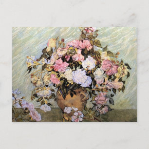 Vase mit rosa Rosen (F681) Van Gogh Fine Art Postkarte