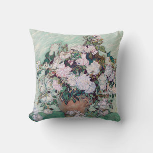 Vase mit rosa Rosen, Van Gogh Kissen