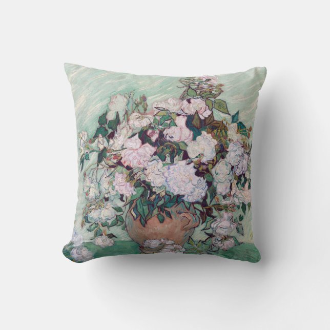 Vase mit rosa Rosen, Van Gogh Kissen (Vorderseite)