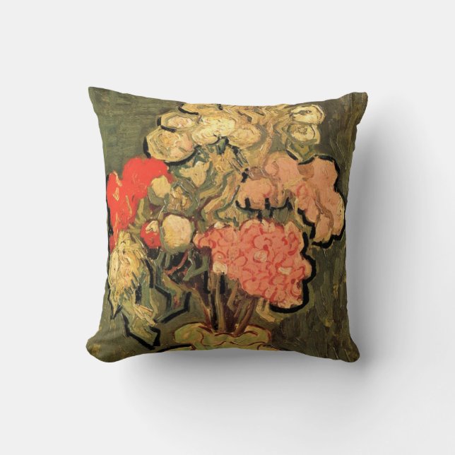 Vase mit Rose Mallows von Vincent van Gogh Kissen (Vorderseite)