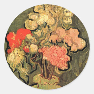 Vase mit Rose Mallows von Vincent van Gogh Runder Aufkleber