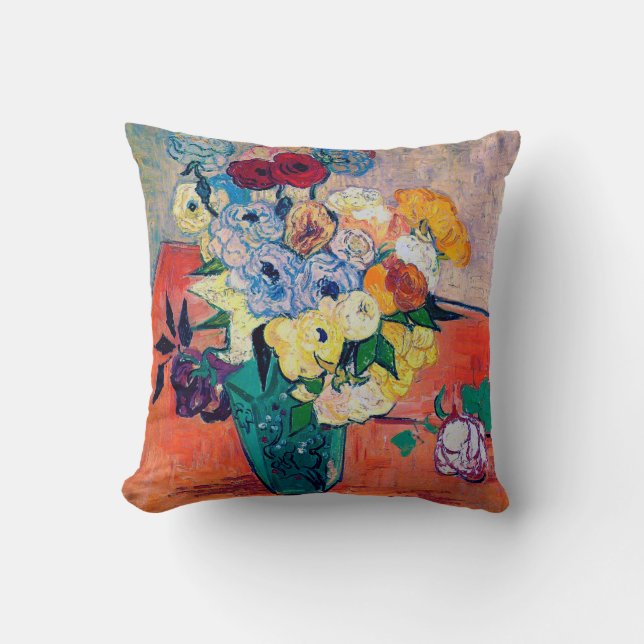 Vase mit Rose und Anemonen, Van Gogh Kissen (Vorderseite)