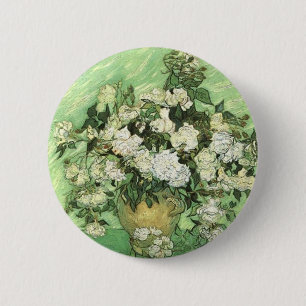 Vase mit Rose - Van Gogh Button