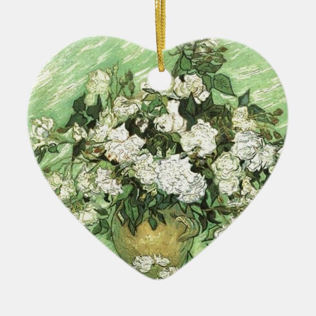 Vase mit Rose - Van Gogh Keramik Ornament (Vorne)