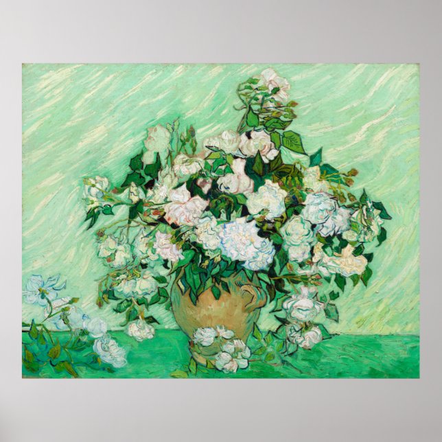Vase mit Rose von Vincent Van Gogh Poster (Vorne)